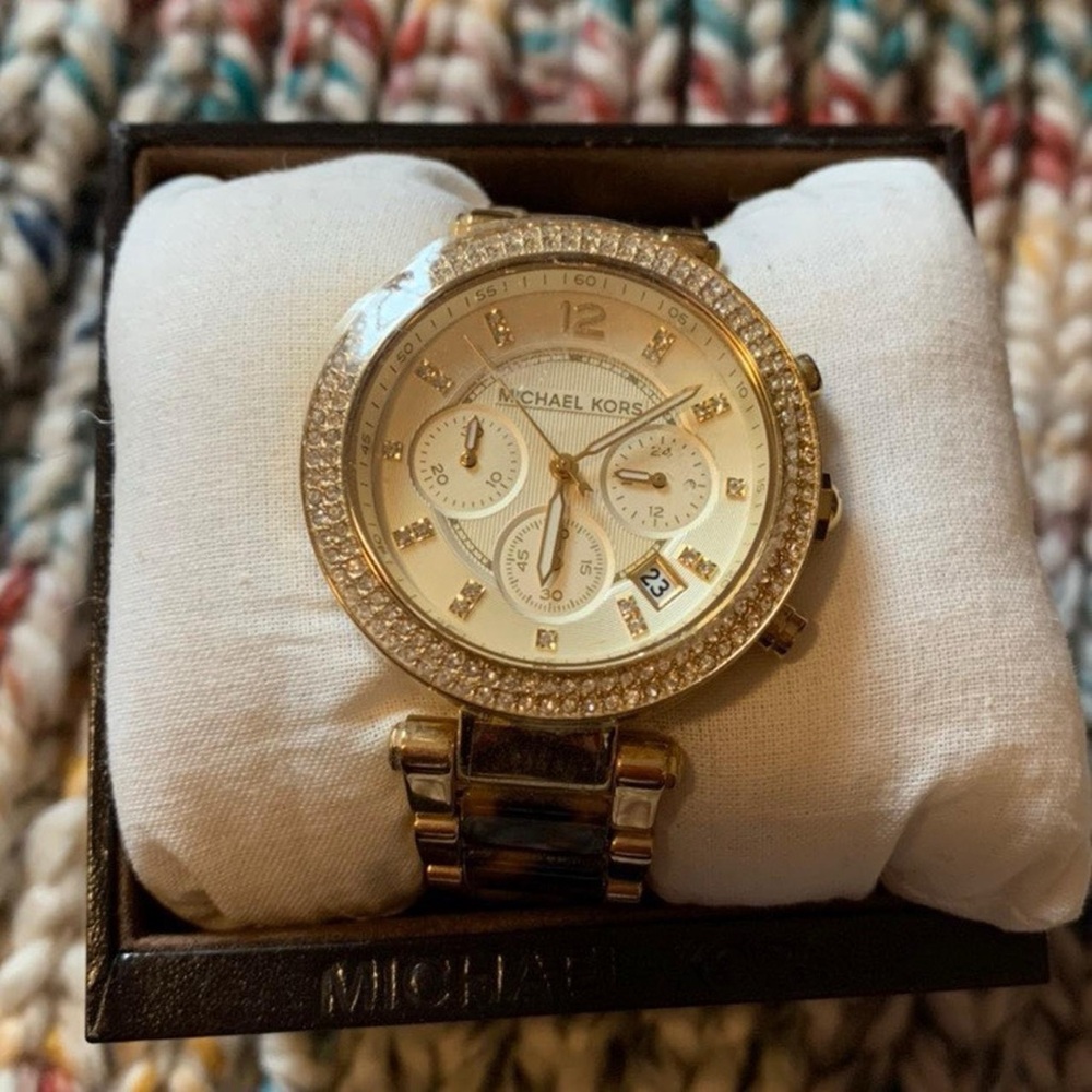Michael Kors Gold Watch with Tortoise Shell band